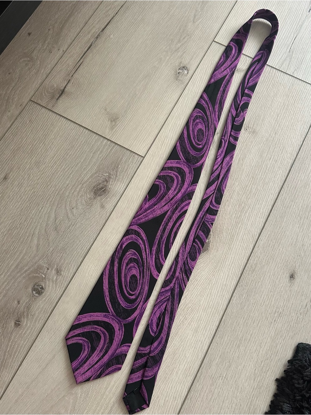 Purple & Black Abstract Swirl 100% Silk Statement Tie